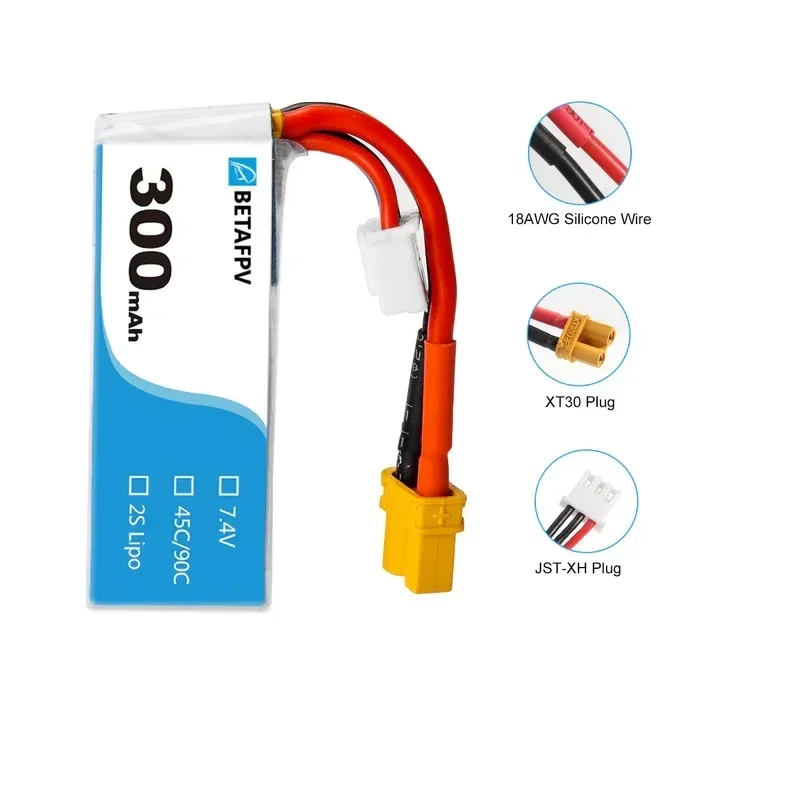 2 шт. BETAFPV 300 мАч 2S 45C Lipo аккумулятор