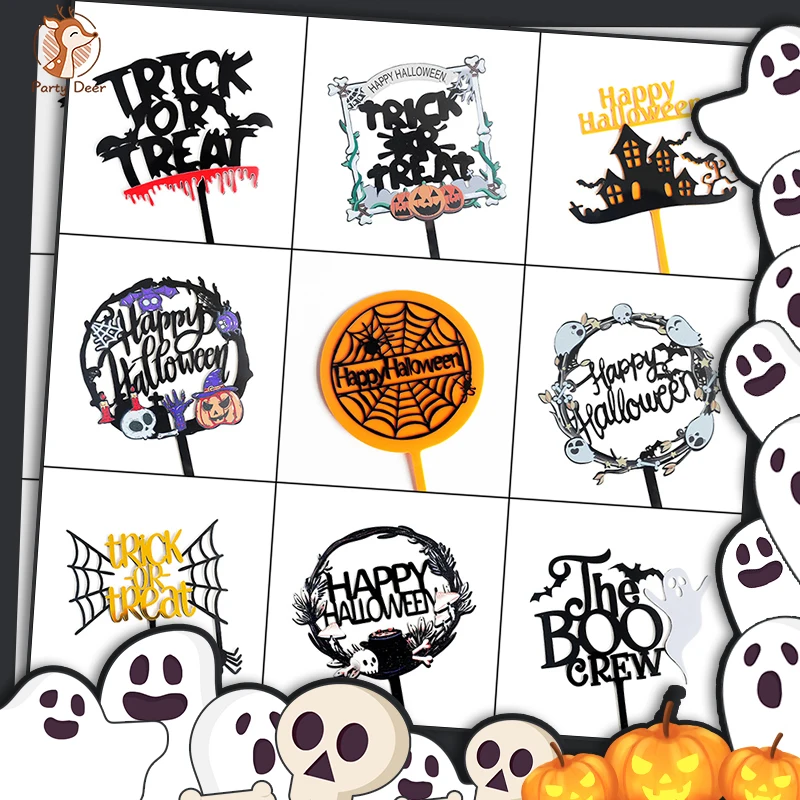 5 шт. украшения для торта на Хэллоуин замок ведьмы тыква летучая мышь паук призрак