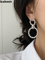 kshmir 2021 new metal iron steel twist hoop earrings womens high quality earrings jewelry accessories gift