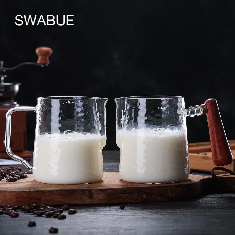 

Swabue Coffee Milk Cream Jug Frothing Art Pitcher Heat-resistant Glass Kettle Espresso Barista Latte Cappuccino Cup Househeld