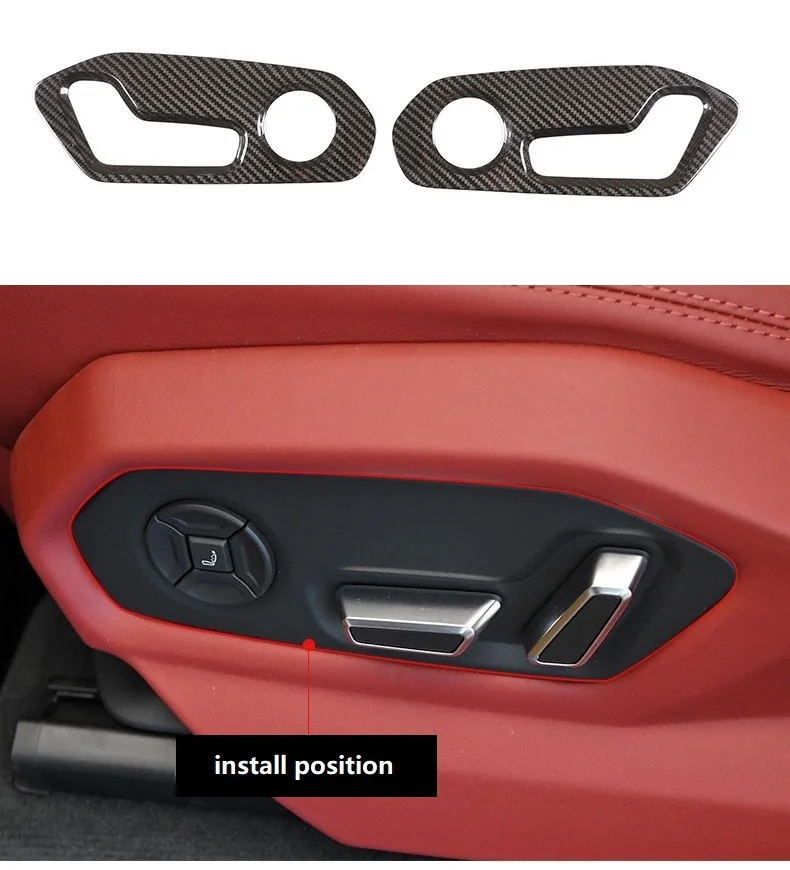 

Dry Carbon Fiber Seat Adjustment Buttons Panel Switch Decoration Sticker Auto Accessories Fit For Lamborghini URUS 2018-2021