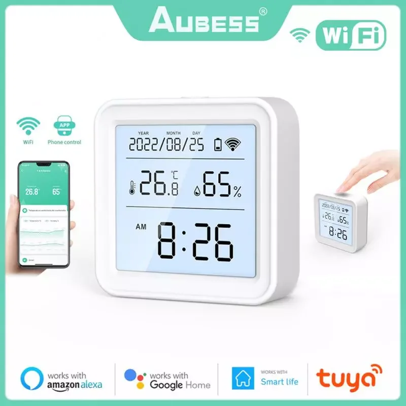

WIFI Temperature Humidity Sensor Indoor Hygrometer Thermometer Detector Smart Life Remote Control Support Alexa Home