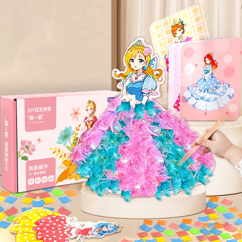 

Фэнтезийная принцесса с чехлом, сменная наклейка, детская книга «сделай сам», ручная роспись, универсальные творческие материалы для девочек, головоломки, игрушки