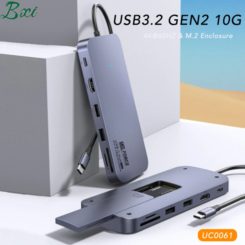 

USB 3.2 GEN2 10G Hub For MacBook Pro M1 With HDD Enclosure NVME M.2 SSD Case USB HDMI DP 4K60hz SD/TF PD100W MST Dock Station