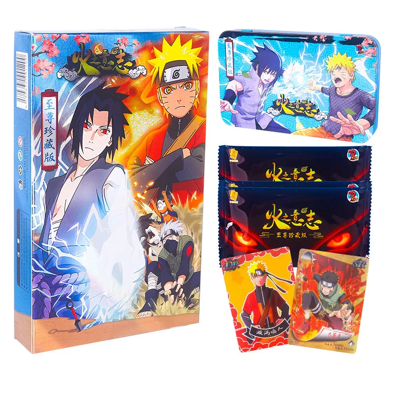 

Original Iron Box Narutoes Collection Card For Kids Child Toys tarjeta Play TCG Game Cards Uchiha Sasuke Kakashi Jiraiya carte