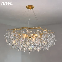 nordic gold led crystal chandeliers for living room hanging lamp hotel hall art indoor decor modern chandelier ceiling lighting