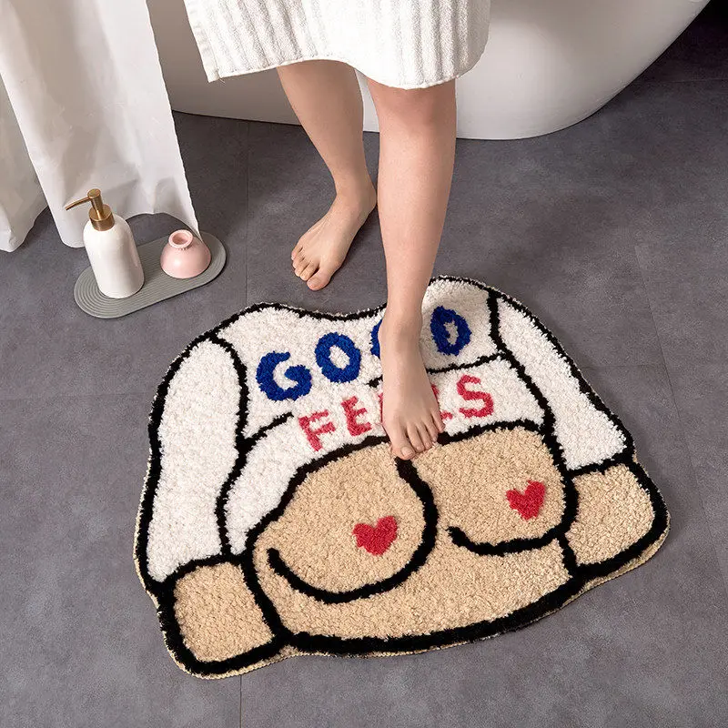 

Funny High Quality Thicken Bath Carpet Mat Bathroom Water Absorption Plush Floor Mats Entrance Doormat Non-slip Toilet Rug