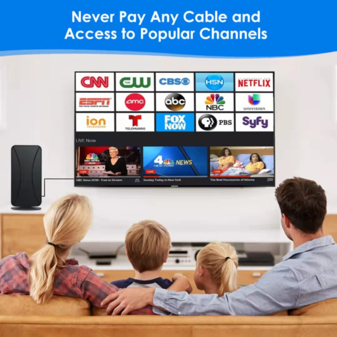 Free Shipping High-definition Indoor Amplified Digital TV Antenna 50-80 Miles With VHF/UHF Amplifier Fast Response Indoor And Ou