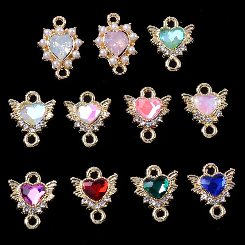 

Love Heart Pendant Crystal Pendant Accessories Baroque Style Double Aolly Pendant For DIY Jewelry Bracelets Necklace Earrings