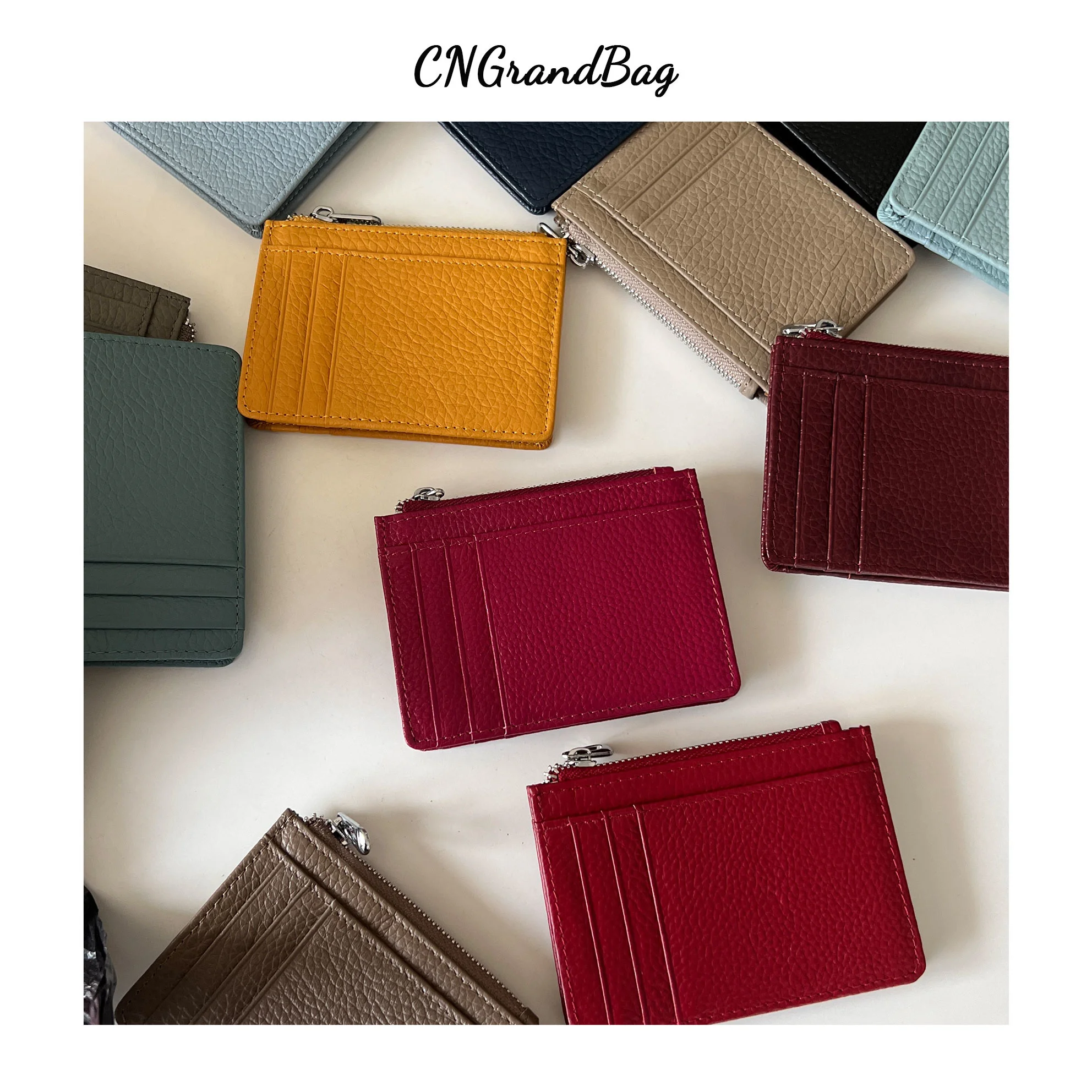 

Customized Letters Men Pebble Pattern Cow Leather Coin Purse Zip Wallet Pouch Women Credit Zipper Card holder Business Bank