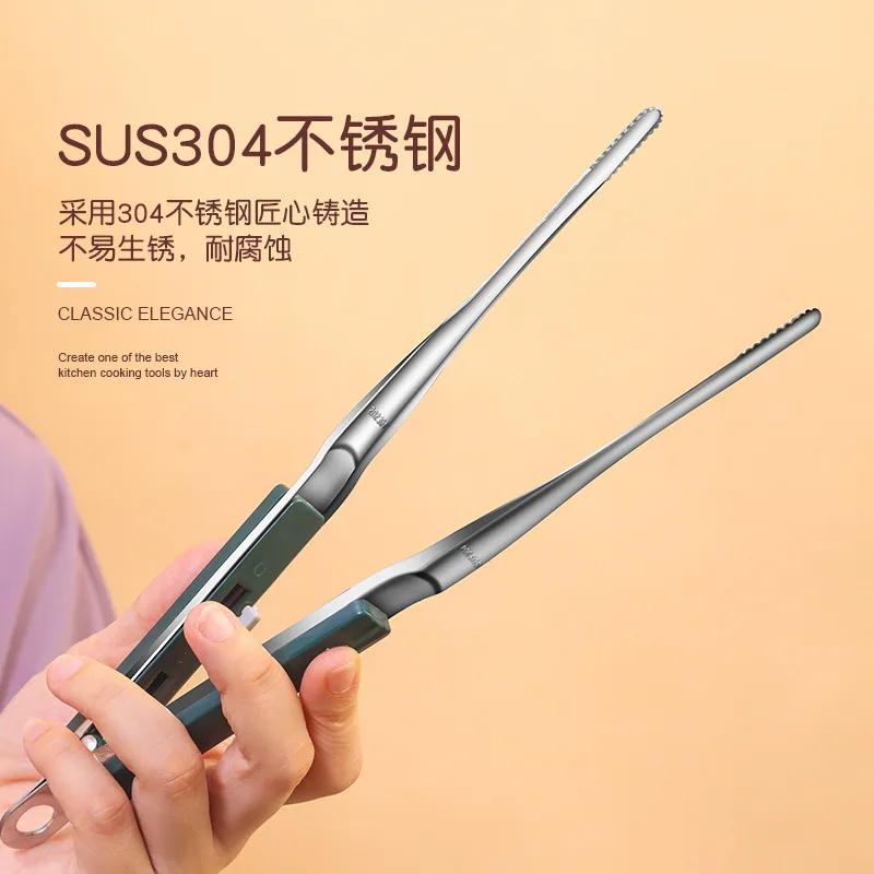 

YOZWOO 304 Stainless Steel Food Clip Kitchen Gadgets with Sawtooth Barbecue Barbecue Clip Steak Clip Multi-functional Food Clip