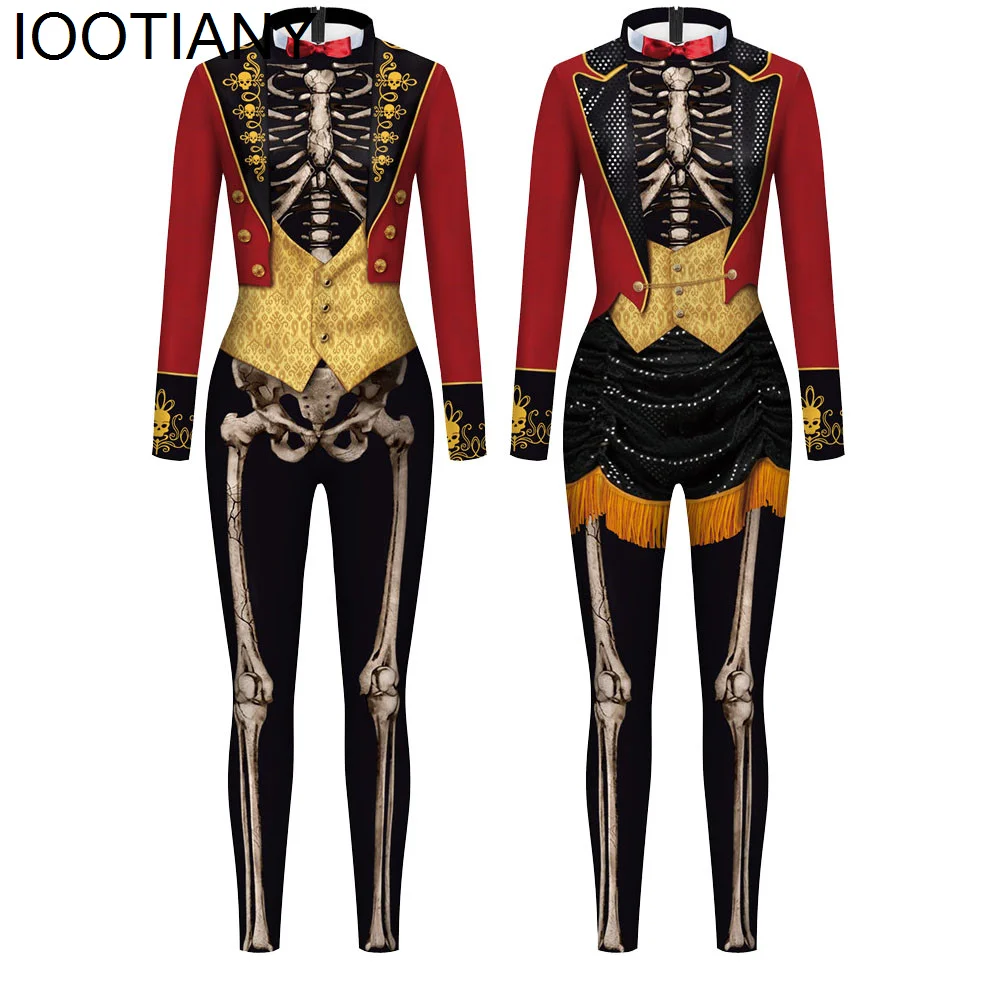 

IOOTIANY Women/Men Skull Skeleton Printed Scary jumpsuit Halloween Party Cosplay Costume Bodysuit Adults Fitness Onesie Outfits