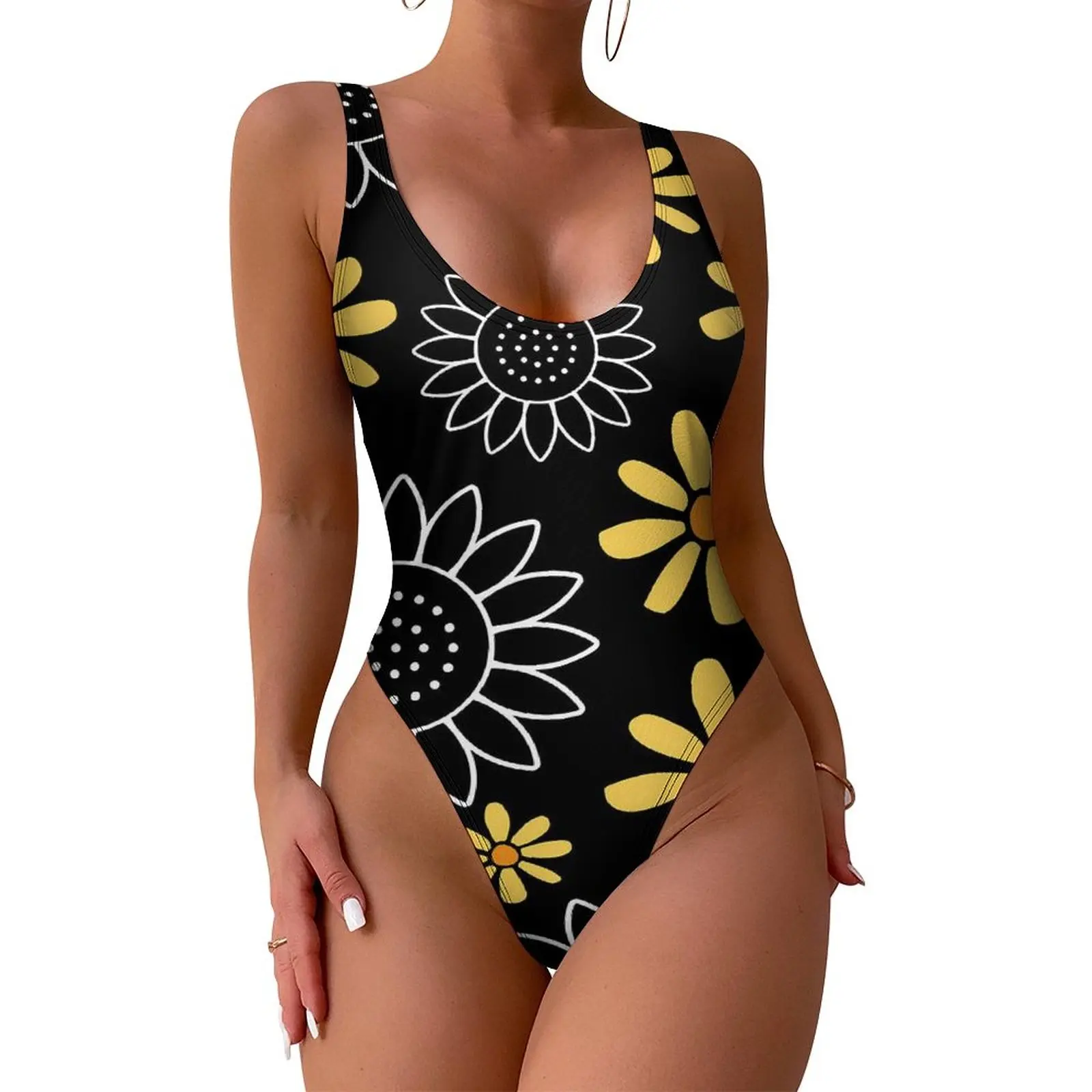 

Купальник с подсолнухами, милый цветочный купальник пуш-ап, Цельный купальник, монокини для серфинга, купальники, сексуальная пляжная одежда большого размера на заказ