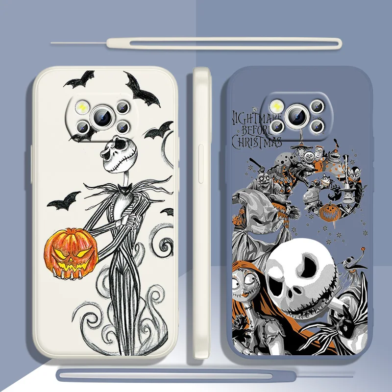 

Skull Jack Christmas Eve For Xiaomi POCO M5 M4 X4 F4 C40 X3 NFC F3 GT M4 M3 M2 Pro C3 X2 4G 5G Liquid Rope Silicone Phone Case