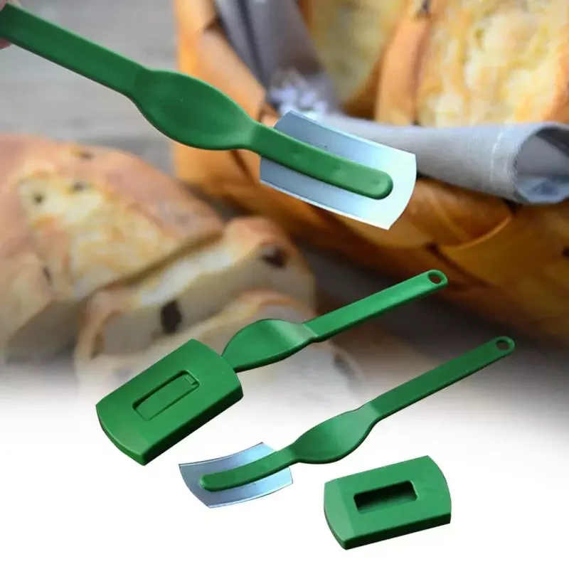 

2022New Curved Blades Bread Knife Easy Clean Safe Dough Marker Rustproof With Sheath Rustproof Smooth Lame Bread Knife Kitchen S