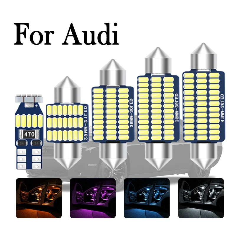 

For Audi A3 8P 8V 8L A4 B5 B6 B7 B8 A5 8T A6 C5 C6 C7 A7 A8 D2 D3 A1 8X A2 Q3 Q5 SQ5 Q7 Car Interior LED Light Canbus