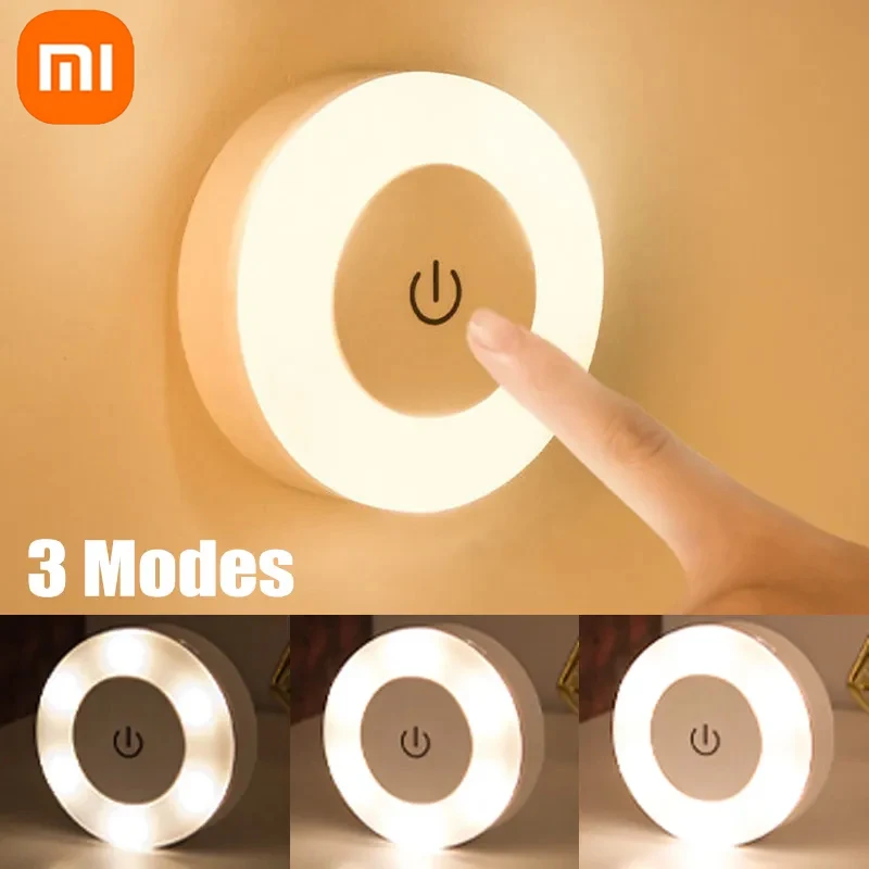 

Xiaomi LED Touch Sensor Night Lights 3 Modes USB Rechargeable Magnetic Base Wall Lights Round Dimming Night Lamp Room Decor