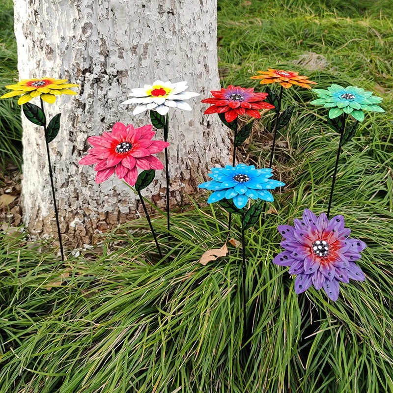 

Colorful 3d Sunflower Garden Stakes Metal Yard Decoration Metal Flower Sculpture Art Garden Decor Gift Bohemian Patio Decor