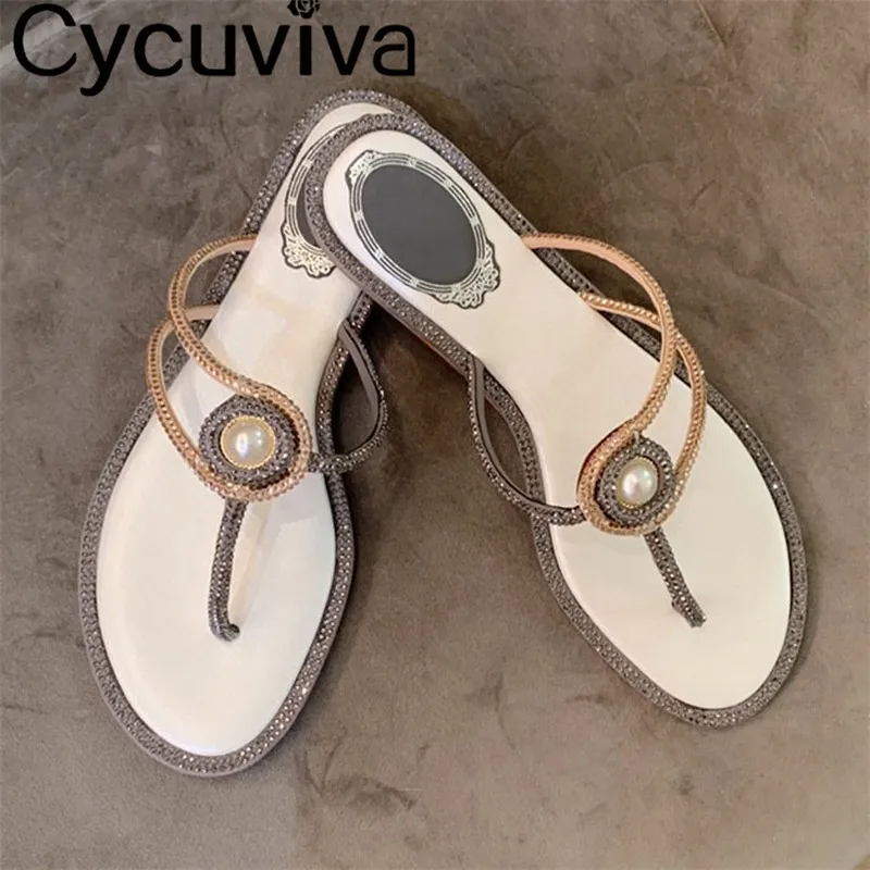 

Шлепанцы женские с открытым носком, пикантные сандалии на плоской подошве, со стразами, пляжная обувь одинакового цвета, лето