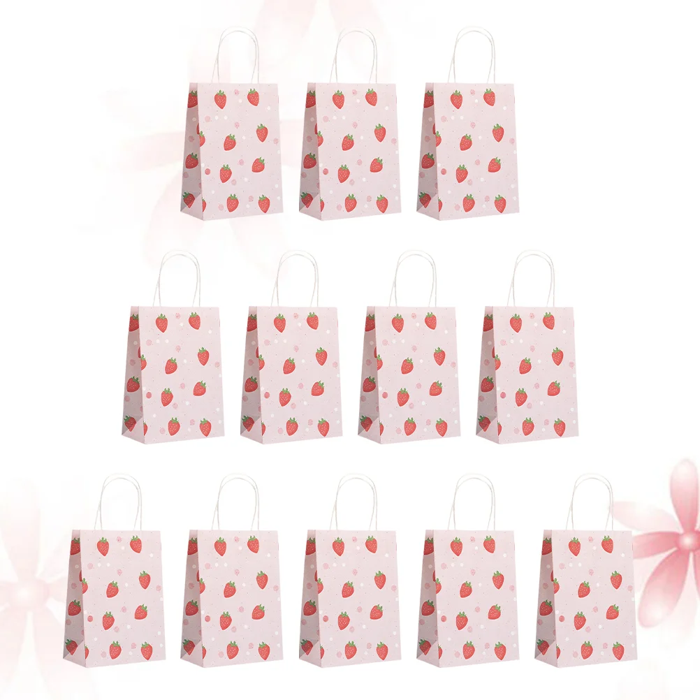 

15pcs Gifts Bag Paper Strawberry Printing Cookie Candy Gift Candies Storage Bag Gift Handbag for Home Store (Strawberry Pattern