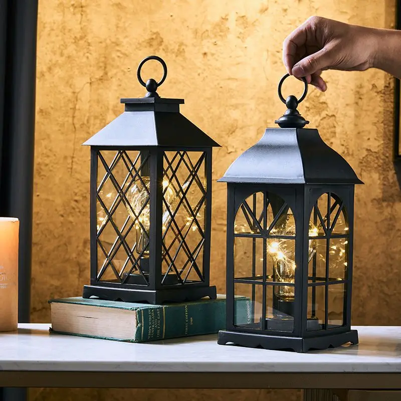 

Nordic Style Retro Simple Portable Storm Lantern Barn Lantern Bedside Night Light Home Decoration