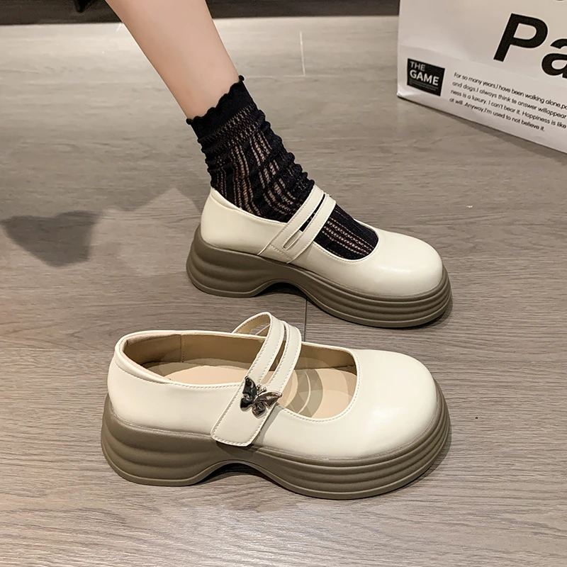 

Женские туфли на средней плоской подошве, Осенние тапки из искусственной кожи на платформе с бантом-бабочкой, в стиле ретро, 2023