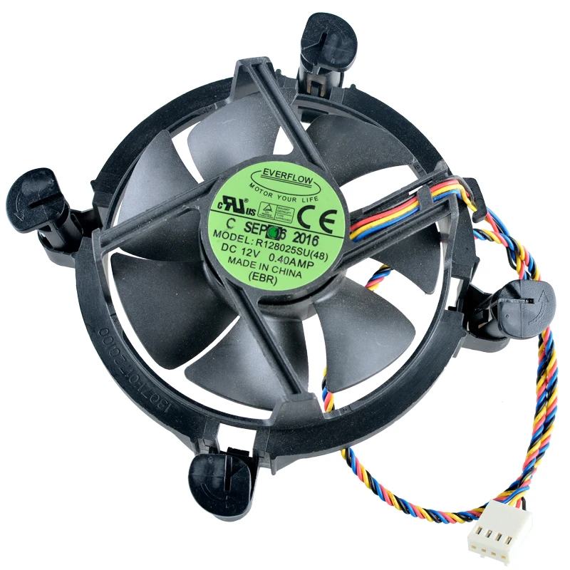 R128025SU DC12V 0.40A 4-контактный теплоотвод кулер охлаждающий вентилятор для ЦП 115X 1200