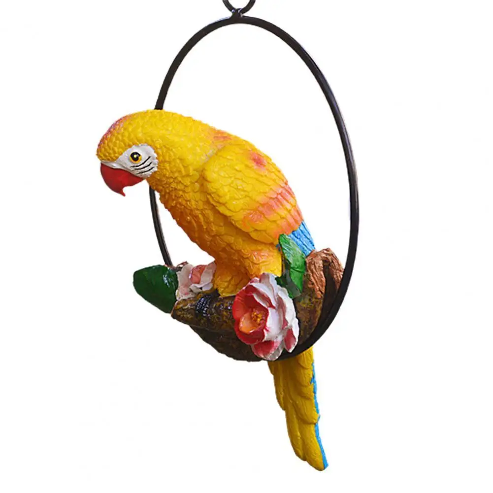 

Parrot Ornament with Ring Exquisite Colorfast Hanging Summer Parrot Bird Pendant Garden Decoration