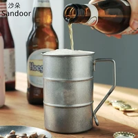 vintage beer mug drinking cup stainless steel milk coffee mug rust glaze with handle water cup teacup home drinkware