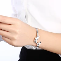 lovely dolphin zircon bangle 925 silver bracelet for 2022 lady women luxury jewelry party wedding gift korean fashion