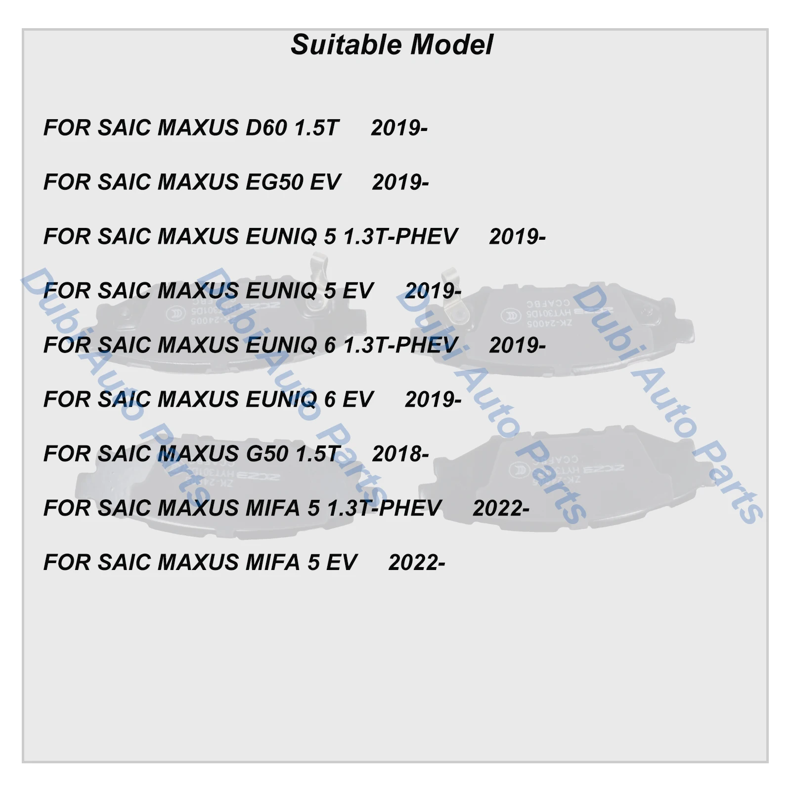 Комплект задних тормозных колодок для SAIC MAXUS EUNIQ 5 6 1.3T-PHEV EV D60 EG50 2019- G50 1.5 T 2018-MIFA 2022-