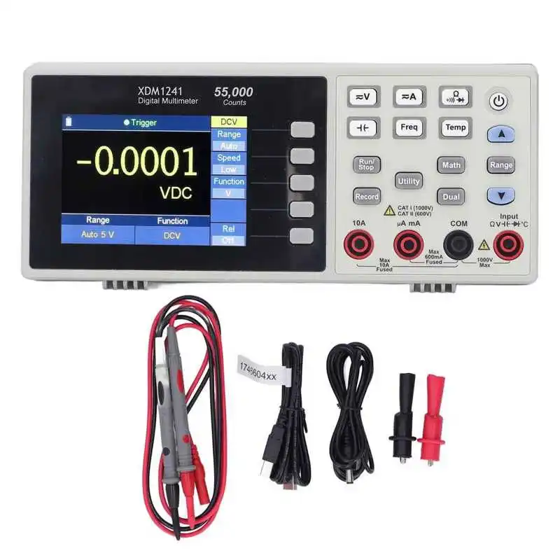 

XDM1241 Portable Bench Multimeter Digital LCD Display Data Logging 55000 Count Multimeter for Voltage Current Resistance