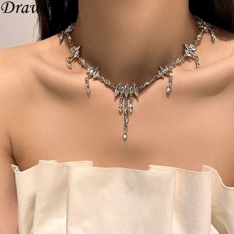 

Ювелирные изделия Draweye из циркония для женщин, металлические ожерелья неправильной геометрической формы, корейская мода, винтажные Чокеры в стиле хип-хоп, панк