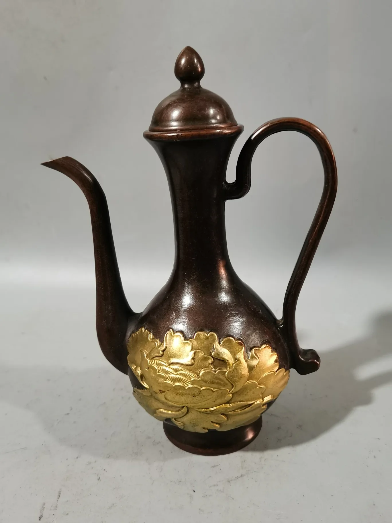 Металлический фиолетовый медный позолоченный винный горшок в форме лотоса