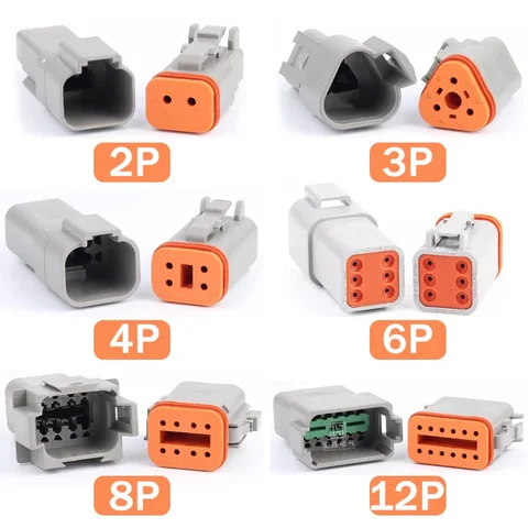 DTM/DTP 2P/3P/4P/6P/8P/12P 22-16AWG Водонепроницаемый разъем Deutsch с фланцевой розеткой DT06-2S DT04-2P DT04-3P