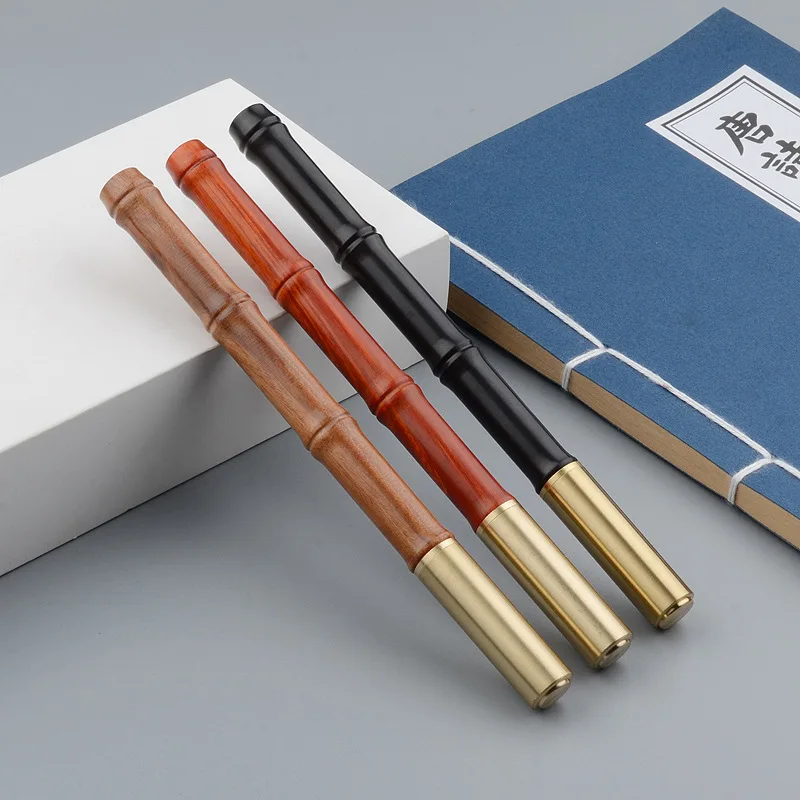 

Vintage Brass Solid Wood Bamboo Joint Metal Signature Pen, Water Pen, Pearl Pen, Creative Gift Pen