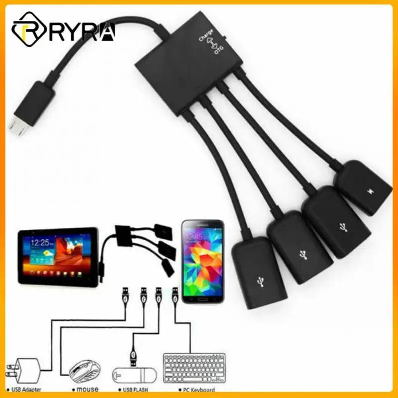 

RYRA 1pc High Quality 4 Port Micro USB 2.0 Spliter OTG Hub Cable Connector For Android Tablet Computer PC Power Charging