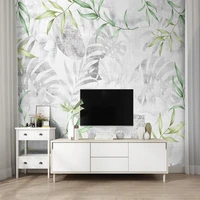 custom mural wallpaper nordic style small fresh leaves wall painting living room tv sofa bedroom home decor papel de parede 3d
