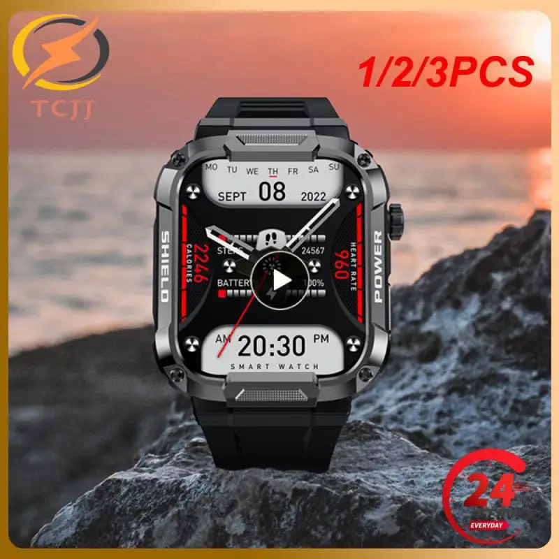 

1/2/3 шт. Прочные Военные Смарт-часы для мужчин для Android Ios водонепроницаемые Ip68 Смарт-часы с вызовом 1,85 дюйма