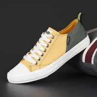 summer color blocking trendy shoes new breathable mens shoes canvas all match casual sports shoes flat vulcanized sneakers men