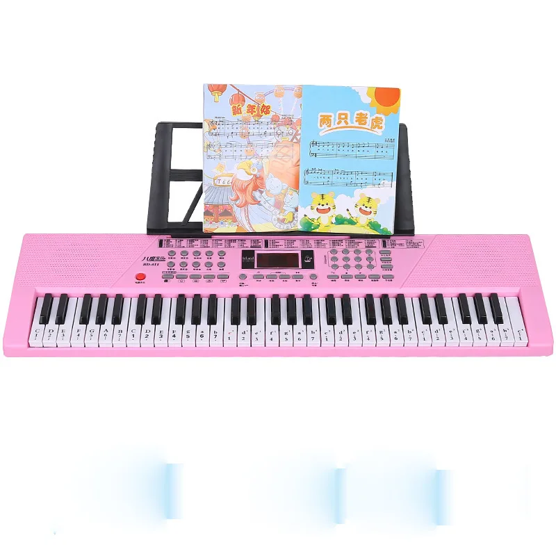 

Toddler Puzzle Musical Keyboard 75cm Baby 61 Key Childrens Electronic Organ Microphone Teclado Piano Synthesizer Keyboard AA50EO