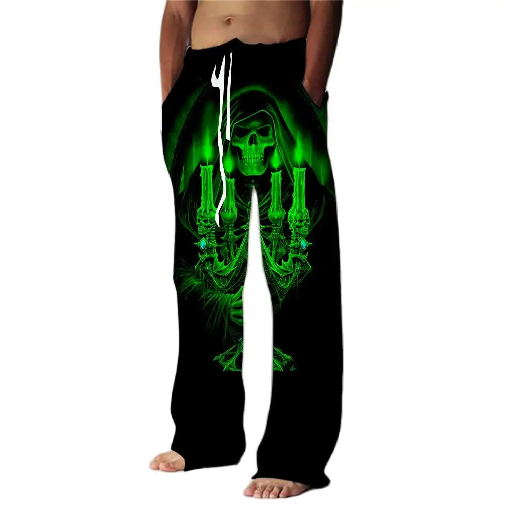 Spring Men's Casual Pants Oversized Jogger Sweatpants Casual Skull 3D Print Plus Size 5XL Loose Wide Leg Pants Men Trousers