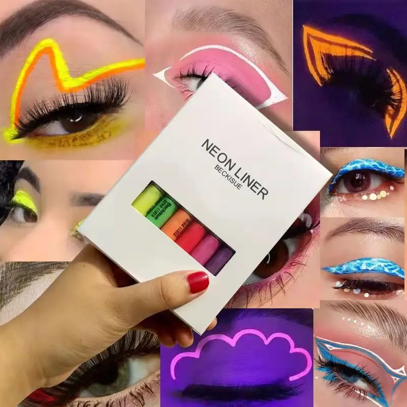 

New fluorescent eyeliner 8 pcs waterproof, sweat-proof, quick-drying rainbow eyeliner uv neon eyeliner makeup wholesale