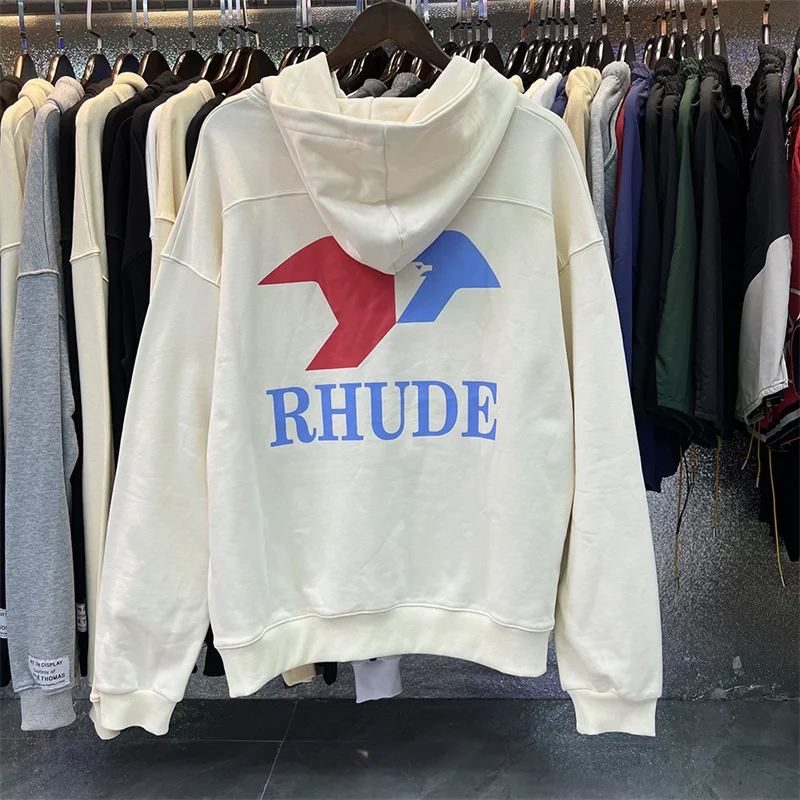 

Новый осенне-зимний хлопчатобумажный свитер высокого качества с принтом Rhude для мужчин и женщин