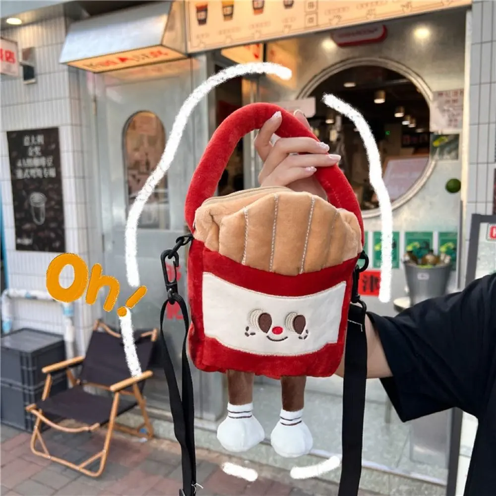 

Cartoon Plush French Fries Handbag Casual Crossbody Bag Fluffy Shoulder Bag Doll Travel