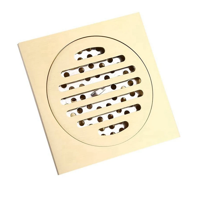 

3X Brass Square Anti-Odor Floor Drain 4X4 Inch Shower Bathroom Sink Drain For Kitchen Toilet Household Floor