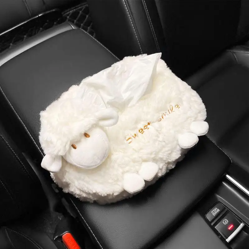 

Car Tissue Holder Cartoon Sheep Tissue Dispenser Napkin Holder Soft Plush Wipes Dispenser Tissue Box Car Organizer