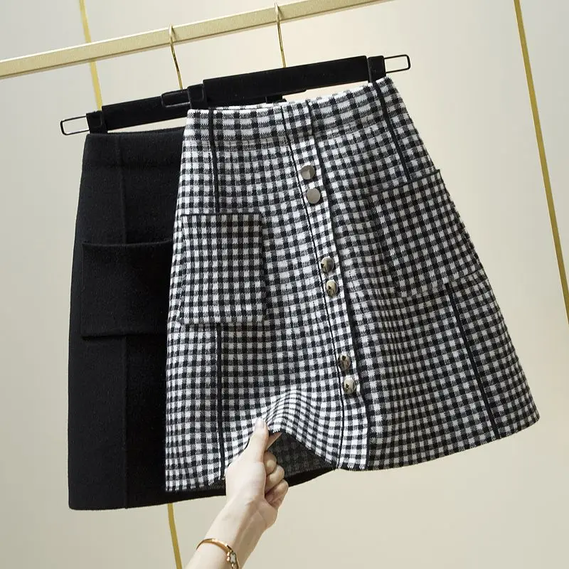 

Hot Selling A-line Skirt Short Skirt Autumn and Winter 2022 New Fashion Woolen A Word Female Fashion Woman Skirts Mujer T507