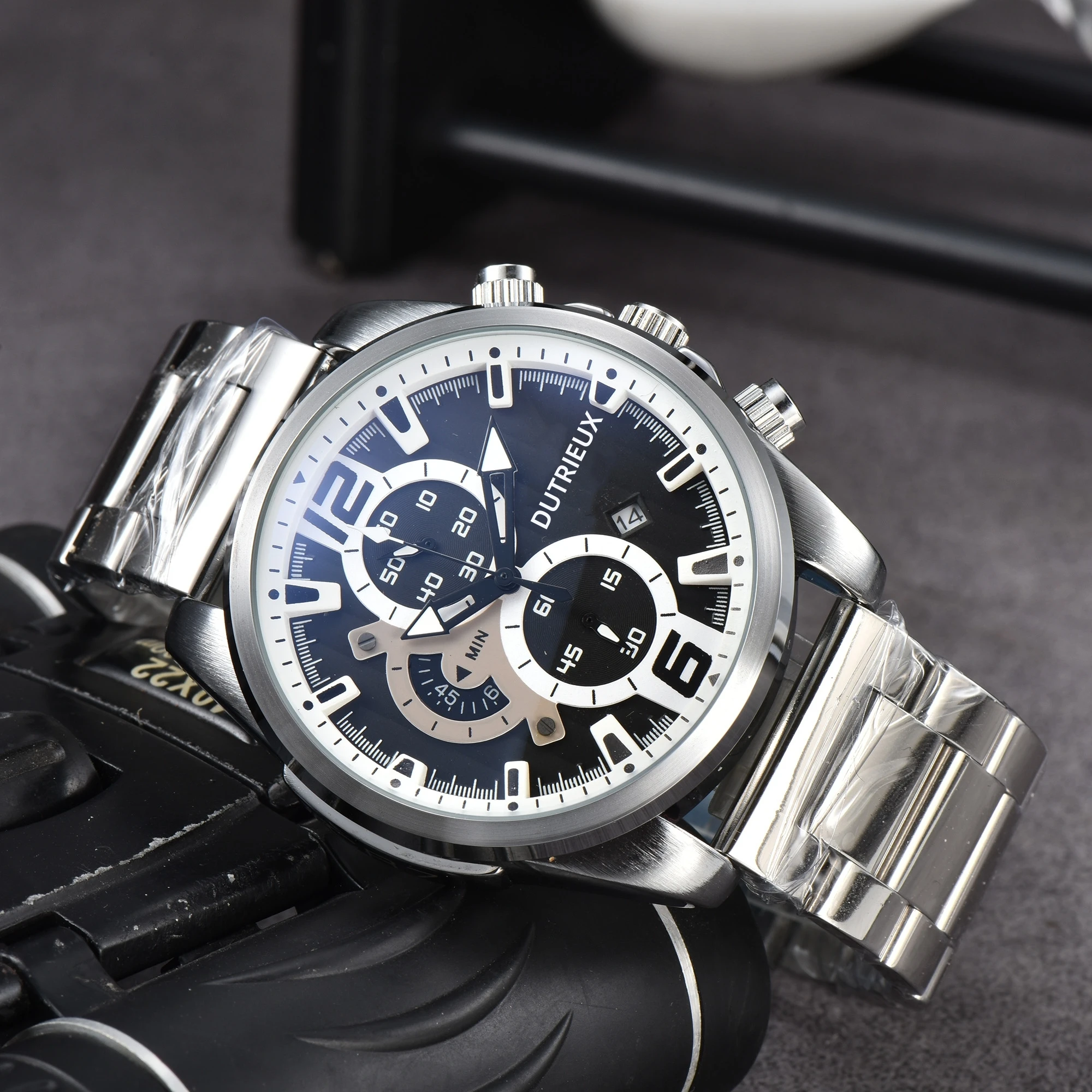 

Hot Sale Luxury Brand Mens Watch Quartz Movement Auto Date Chronograph 904L Steel Strap AAA Wristwatch Bussiness High Quality
