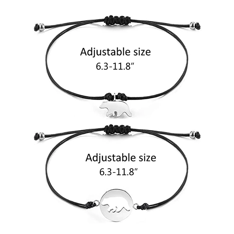 2 изысканных браслета с медведем из плетеной веревки регулируемый шнур